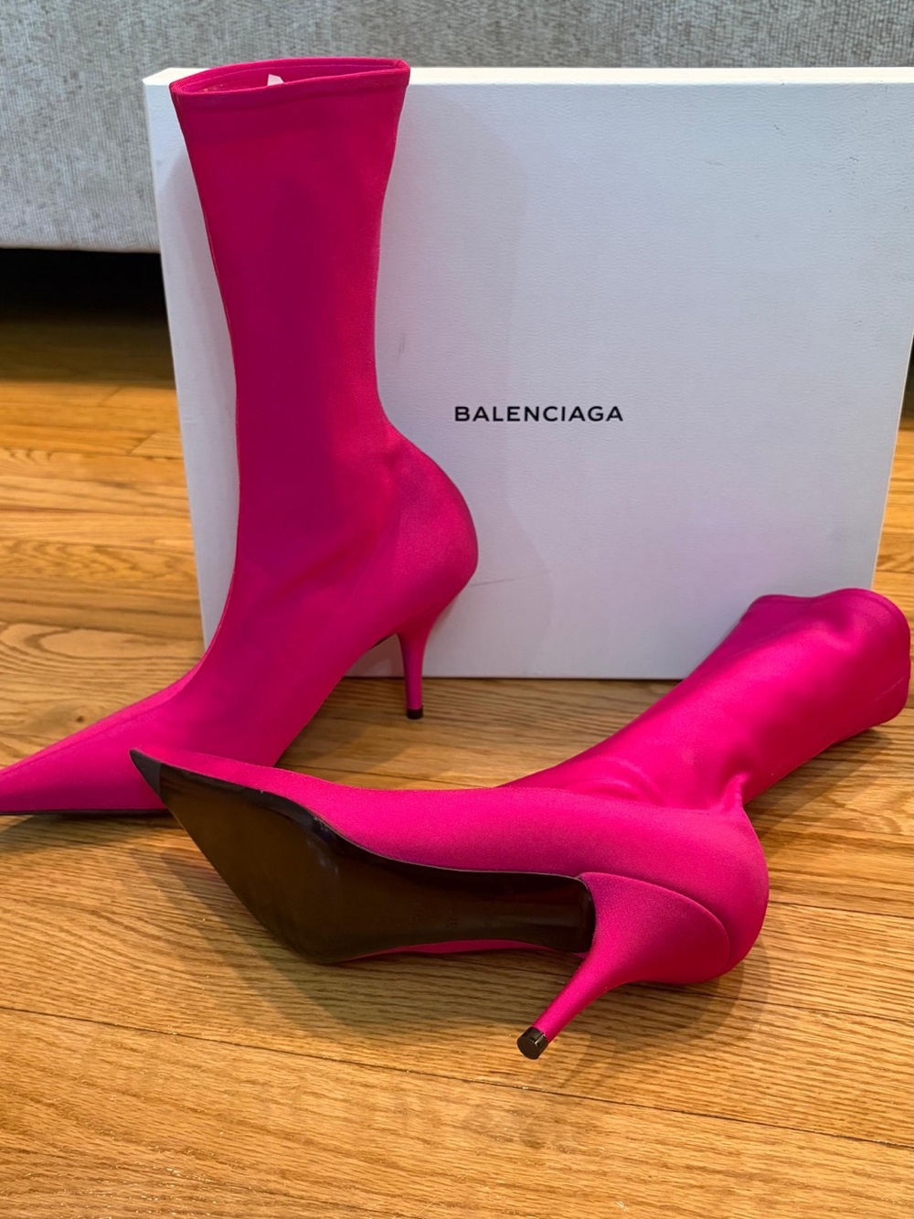 Balenciaga Women's Hot Pink Stretch Sock Stiletto Boots